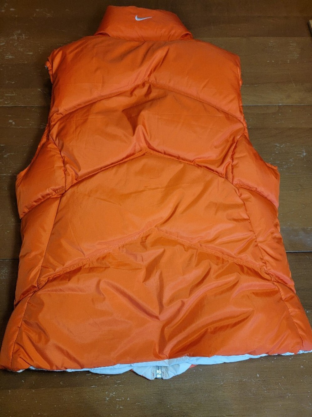 Vintage Nike Bright Orange/Cream Quilted Down Puffer Vest Reversible Size M - Picture 8 of 15